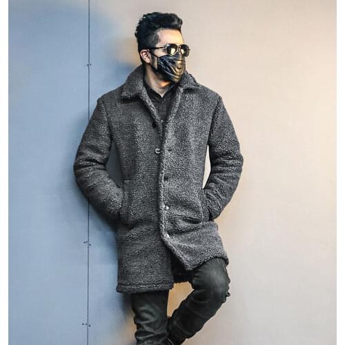 2021 New Men Autumn Winter Faux Fur Plus Size Jackets Male Stand Casual Fashion Outwear Warm Korea Style Long Coats D148