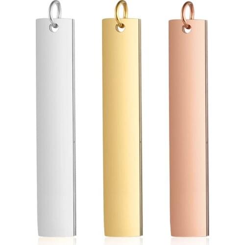 3pcs/Lot Stainless Steel 3 Colors Blank Bar DIY Charms Jewelry Making Accessories 6*32mm