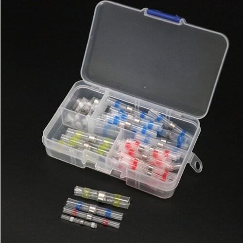 50PCS Waterproof Solder Seal Terminals Butt Connectors Kit ,Sleeve Electrical Wire Soldered Terminals Insulated Splice