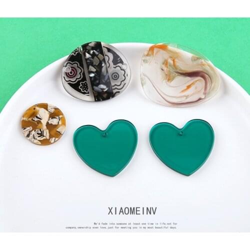 6pcs 2020 Fashion Classic Love Earrings For Women Simple Retro Printed Irregular Geometric Acetate Pendant Jewelry Accessories