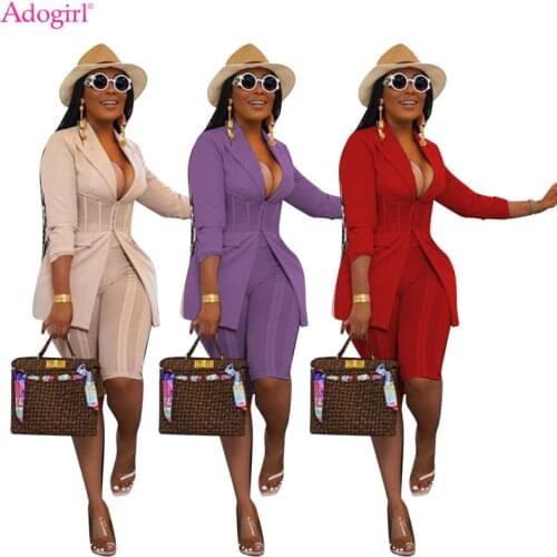 Adogirl Sheer Mesh Patchwork Leisure Suit Women Office Two Piece Set Long Sleeve Blazer Coat Top Knee Lengh Pants Clubwear