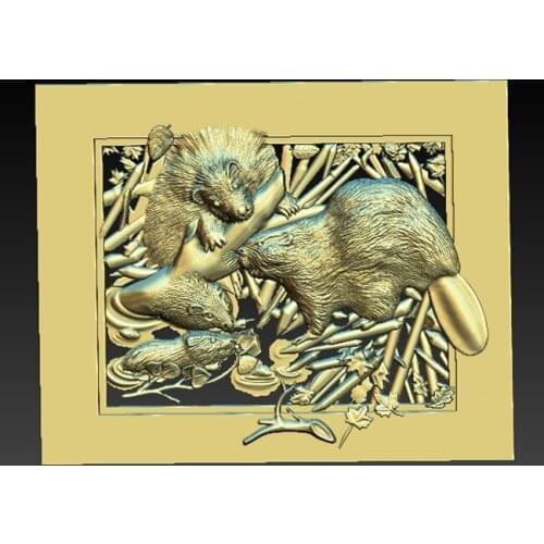 Bamboo Rat STL Model for CNC Router 3D Printer Artcam Aspire Bas Relief
