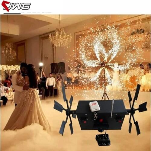 Free Shipping Double Wing Cold Fire Fountain Rotating Stage Lighting Effect Wedding Cold Fireworks Machine Remote Control