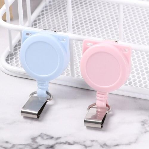 1 PC Candy Color Retractable Badge Reel Nurse Display ID Name Card Badge Holder with Anti-Lost Clip Office School Supplies