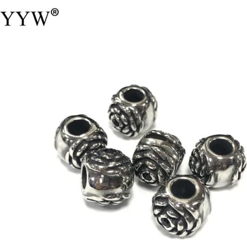20pcs Stainless Steel Beads Paracord Knife Lanyard Beads Charm 4mm Large Hole For Leather Bracelet Making Diy Accessories