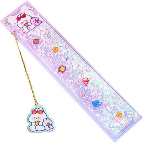 Delicate Oil Flow Sand Rules Aesthetic Decorative Bookmark Dividers for students Reading Painting Drawing Straight Ruler