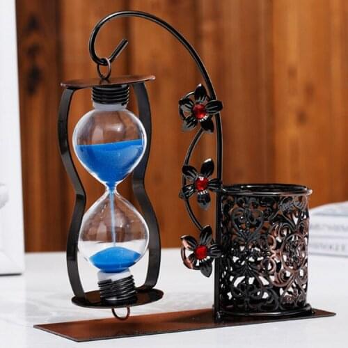 Home Decor Sand Clock Hourglass Timer Clock Sandglass with Pen Storage Holder Crafts Birthday Gifts reloj de arena Sand Timer
