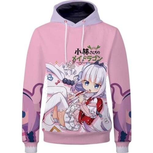 Kobayashi san Chi no Maid Dragon Hoodies Miss Kobayashis Dragon Maid Tohru Kanna Cosplay Costume Casual Sweatshirt Outfit Tops