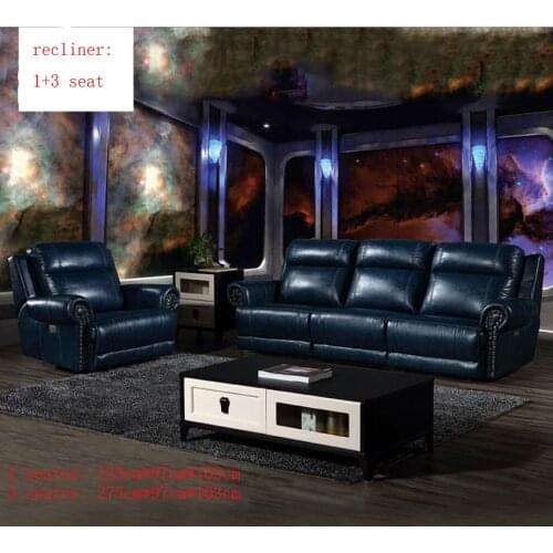 Living room Sofa set диван мебель кровать muebles de sala 1+3 seat recliner real genuine leather sofa cama puff asiento sala fut