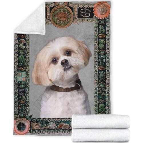 Cute shih tzu fleece blanket dog wearwanta Printed Wearable Blanket Adults/kids Fleece Blanket Sherpa Blanket 03