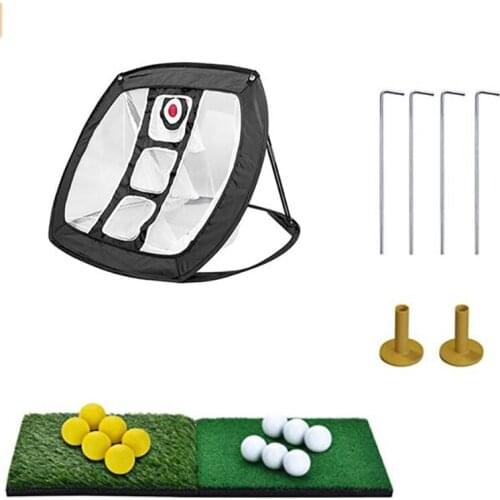Mini Pad Swing Training Kit Foldable Fiber Support Rod Square Practice Net Set Golf Target Swing Train Device Golf Gifts