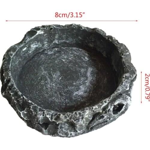 G5AB Reptile Bowl Turtle Water Dish Round Food Bowl Resin Escape Proof Feeder for Small Medium Size Pet Lizard Leopard Gecko