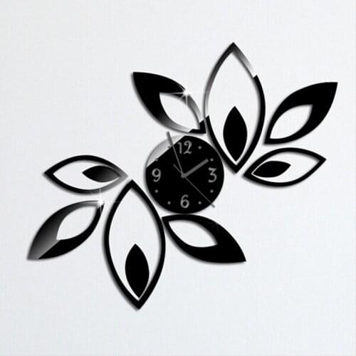 Big flower wall clock modern design luxury mirror wall clock 3d crystal mirror wall clocks best gift! Free shipping