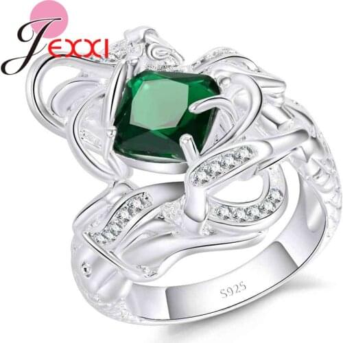 Neutral Design Premium Quality 925 Sterling Silver Finger Rings Red & Green & Black & Blue 5 Color For Choice