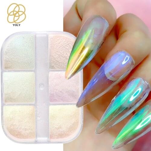 2021 new nail art glitter ins Japan and South Korea nail art ice transparent aurora shell powder phantom color nail glitter nail