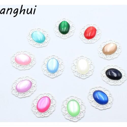 New 29x25MM 10Pcs Resin Metal Buttons DIY Jewelry Alloy Snap Buttons, Used For Craft Sewing Wedding Hair Decoration