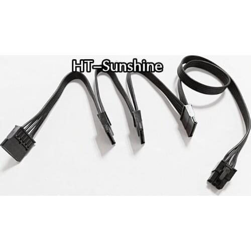 New 6Pin Male 1 to 4 SATA 15Pin Power Supply Splitter Extension Cable 15P Power Port Multiplier for Corsair Modular PSU HX1200