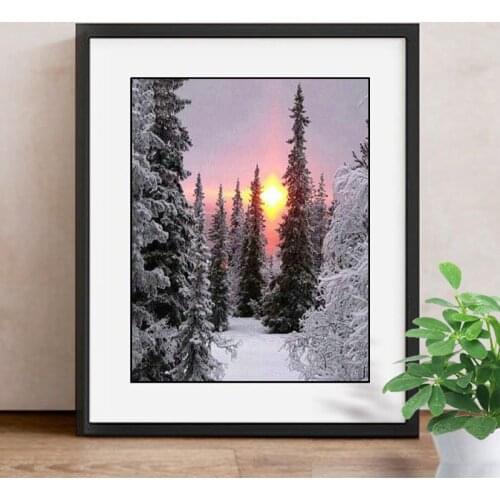 Full Square Diamond Painting Winter Mosaic Diamond Embroidery Sale Picture Of Rhinestone Landscape Decor Home