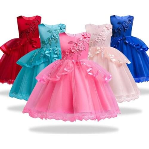 Girls Teenage Party Princess Dress Flower Girls dresses for New Year clothes 3-13Yrs Girls Sleeveless Show Wedding Dress