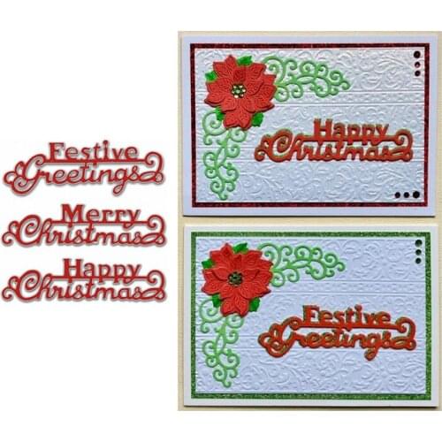 Festive Greetings Phrases metal cutting dies new 2020 Merry Christmas Happy Christmas scrapbook die cuts Album Paper Card Craft
