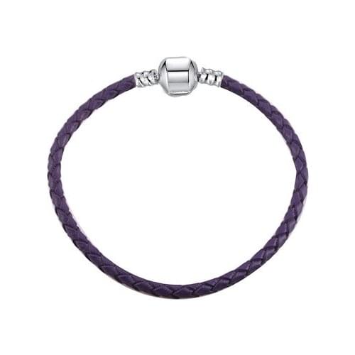Simple Style Silver Color Bead Leather Cord Bracelet Women Fashion Bangle For Lovers