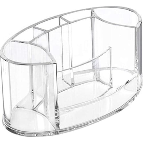 Space-saving 7 Compartments Makeup Organizer Acrylic Transparent Durable Cosmetic Display Case, A Great Desk Organizer