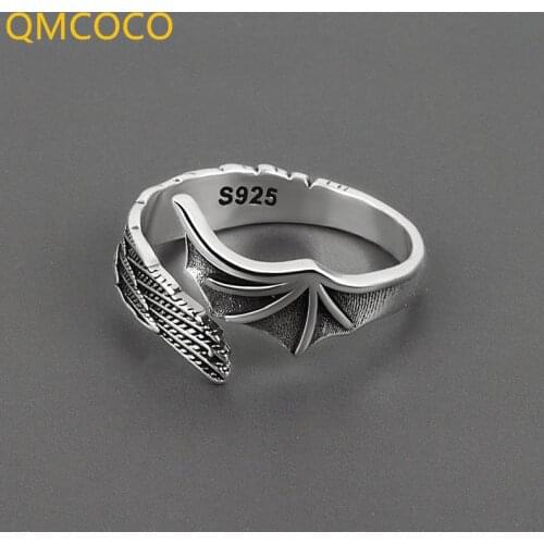 Creative Personality Design Feather Retro Wing Ring Japan-Korea Fashion Simple Trend Open Adjustable Ring For Couple Gifts