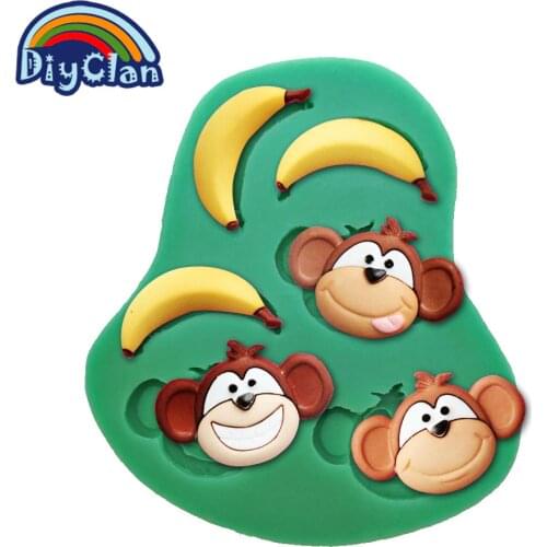 DIY silicone mold clay decorating tools jelly monkey banana fondant molds chocolate mould kitchen baking cake tools F0231HZ35