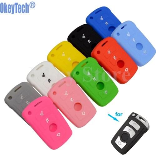 OkeyTech Silicone Key Cover For BMW E65 E66 E67 E68 For 7 Series Smart Card Replacement Silica Gel Key Fob Holder Protected Skin