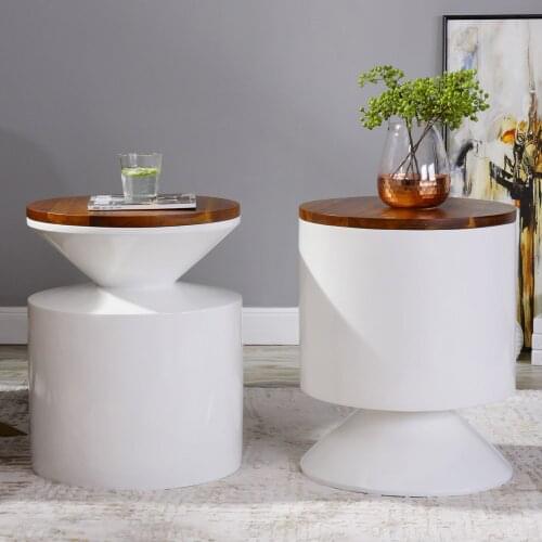 Nordic side table sofa-corner table cup shaped coffee table home furnitures fiber glass solid wood white bedroom tables
