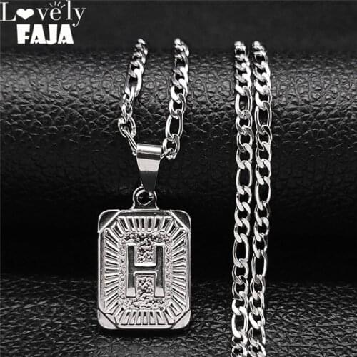 Hip Hop Stainless Steel Geometry H Letter Chain Necklaces Women Silver Color Punk Necklace Chain Jewelry pendentifs N7002HS03