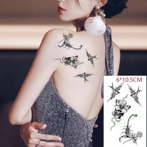 Waterproof Temporary Tattoo Sticker ins Snake butterfly scorpion swallow rose Body Art flash tatoo fake tatto for Women Men