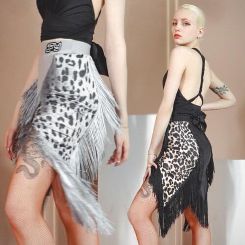 Adult Latin Dance Skirts Short Style Milk Silk Leopard Skirt Sexy Samba Salsa Dance Clothes Women Practice Dance Costume BL4446