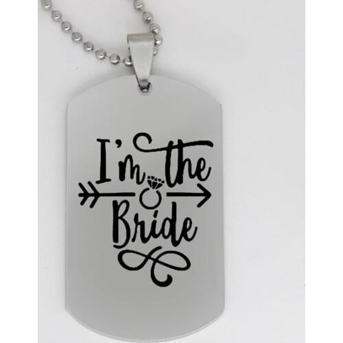 Ufine jewelry girl gift pendant army card I'm the bride stainless steel customed necklace N4329