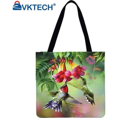 Flowers and birds Printed Shoulder Shopping Bag Casual Ladies Large Capacity Tote Handbags