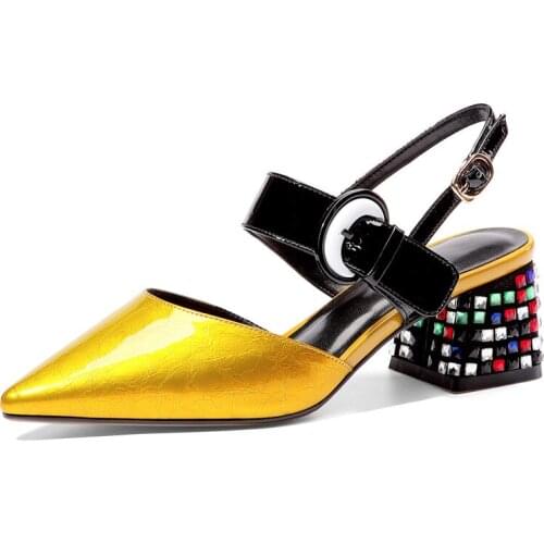 2021 New Summer Fashion Sexy Women Sandals Classic Genuine Leather Pointed Toe High Heels Buckle shoes Woman Party Shoes