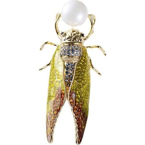 Blucome Retro Vintage Enamel Ladybug Brooch Men and Women Imitation Pearl Party Clothing Accessories Insect Beetle Brooches