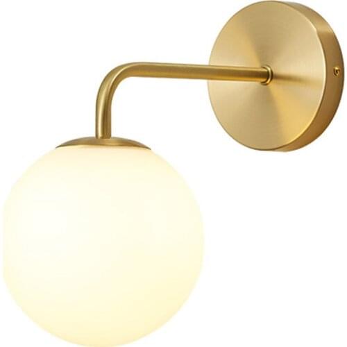 Golden copper Wall Lights Included With 12w LED Bulb With Milky/Clear Special Glass Round Ball Bedside Wall Lights In Bedroom