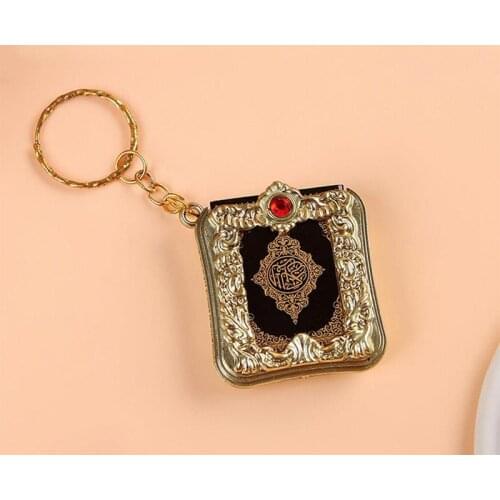 1PC Muslim Keychain Real Paper Ark Quran Book Can Read Mini Islamic Pendant Key Ring Popular Key Cha