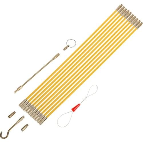 10Pcs/Set Cable Wire Running Rod Coaxial Electrical Connectable Fish Tape Pull Kit With Hook Hole Kit Transparent Tube