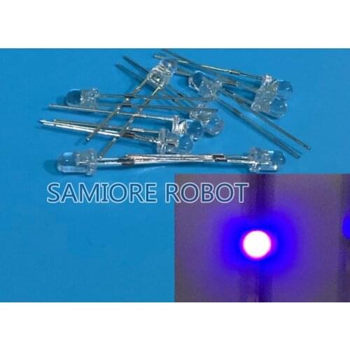 100PCS 3MM Purple / UV LED super bright F3 LED Diodes 390-410NM F3MM Diodes 3mm led 3mm uv /purple