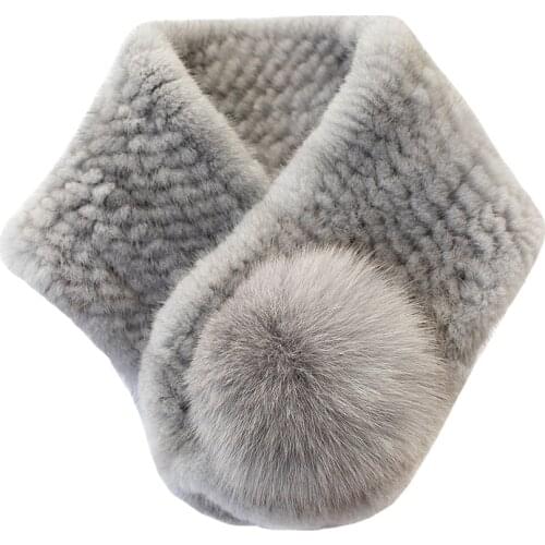 2020 Knitted Mink Fur Scarf Collar with Fox Fur Ball Women Winter Warm Wraps Shawl Girl Fashion Fur Rings Muffler High Quality
