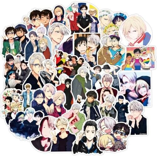 50pcs Yuri on Ice Anime Small Waterproof Stickers for Wall Laptop Bike Guitar