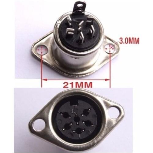 6 PCS 6 PIN DIN Female Socket Hulled Panel Mount Connectors adapter