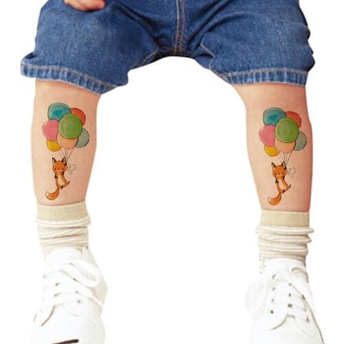 Watercolor 3D Ballon Fox Squirrel Temporary Tattoos Stickers Cartoon Boy Legs Tattoo Women Body Art Drawing Tatoos Fake Supplies