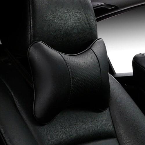 1pcs Car Neck Pillows Pu Leather head support protector black/red universal headrest backrest cushion easy install and clean