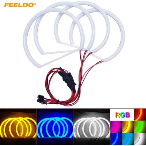 FEELDO 4Pcs/set Car LED Headlight Cotton Angel Eyes Halo Ring Light For BMW E46 NON Projector/E46 Coupe/E46 Sedan #FD-4739