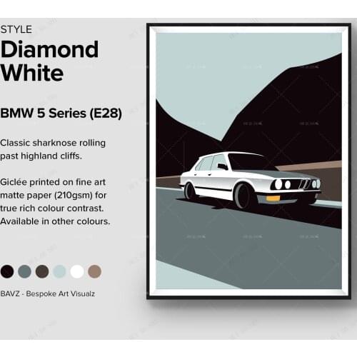 BMW E28 M3 E30 printed on natural white beautiful canvas for design, gifts, art cars, illustrations, car posters, birthday parti
