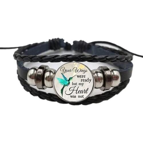 Bracciale In Pelle Con Ciondolo Commemorativo, Le Tue Ali Sono Pronte Ma Il Mio Cuore Non Ha Perso I Propri Cari Nella Memoria
