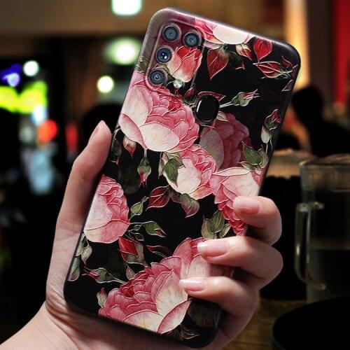 For Samsung Galaxy M31 M51 M31S Prime Cases Cover For Fundas Samsung Galaxy M 31 51 31S Prime Case Cute Soft Black Red Rose Case